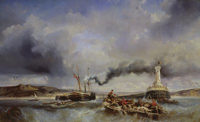 View of the port of Boulogne from the sea by Eugene Isabey