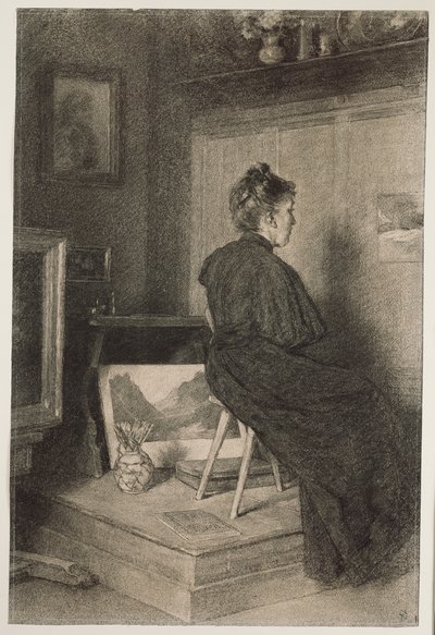Mary Eysen in the Studio of Villa Holstein in Meran-Obermais by Louis Eysen