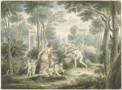 Arcadian Landscape with Athena Crowning an Old Man and Venus and Adonis by Louis Fabritius Dubourg