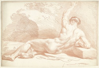 Male Nude, Lying, Seen from the Back by Louis Fabritius Dubourg