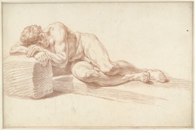 Male Nude, Lying on Side, Facing Left by Louis Fabritius Dubourg