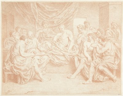 Old Man on Bed Surrounded by People by Louis Fabritius Dubourg
