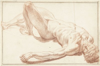 Study of Male Nude, Lying on Back with Extended Leg by Louis Fabritius Dubourg