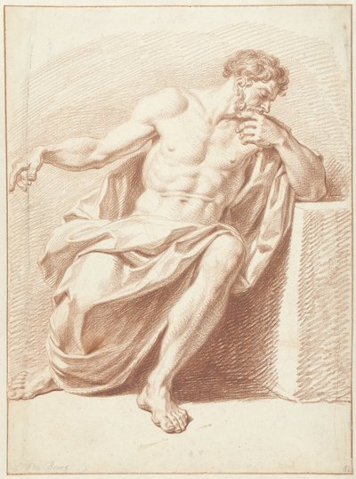 Study of a Seated Man with Drapery by Louis Fabritius Dubourg