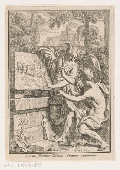 Woman with Winged Head Shows Bas-Relief to Young Man by Louis Fabritius Dubourg