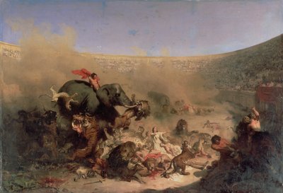 The Christians Thrown to the Beasts by the Romans by Louis Felix Leullier