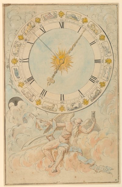 Clock Face with the Signs of the Zodiac by Louis Felix de la Rue