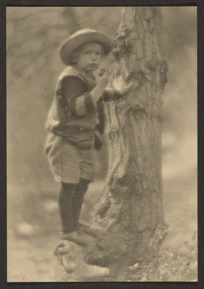 Child Standing on Tree Root by Louis Fleckenstein