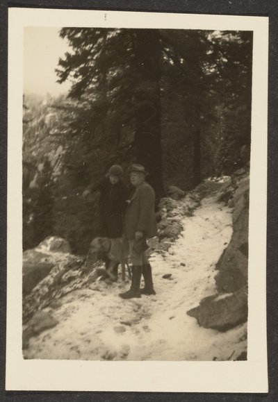 Couple with Dog in the Snow by Louis Fleckenstein