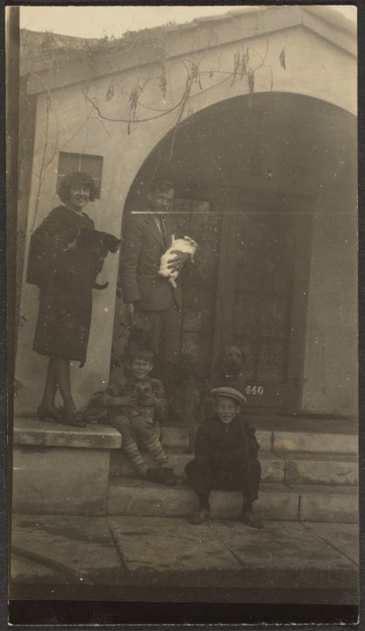 Family in Front of Fleckenstein Studio in Long Beach by Louis Fleckenstein