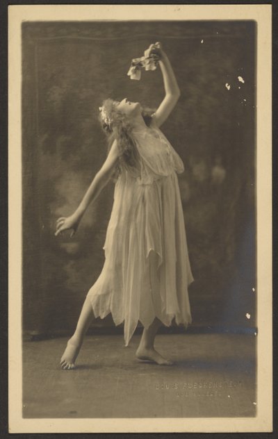 Female Dancer with Flower before Tapestry by Louis Fleckenstein