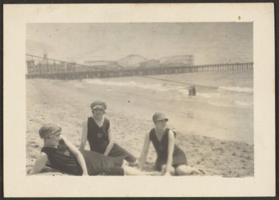 Figures on Beach Near Santa Monica Pier by Louis Fleckenstein