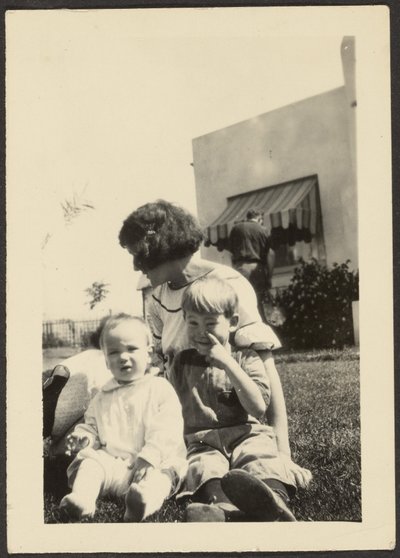 Florence with Two Children on Lawn by Louis Fleckenstein