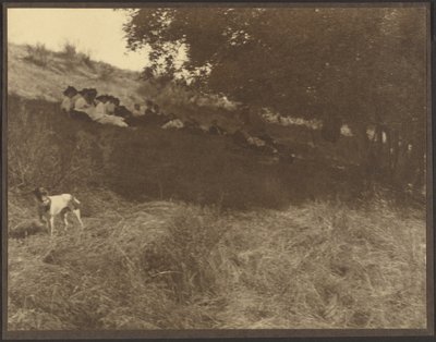 Group Portrait Resting in Field with Dog by Louis Fleckenstein