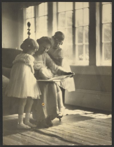 Mother and Daughters Reading by Windows by Louis Fleckenstein