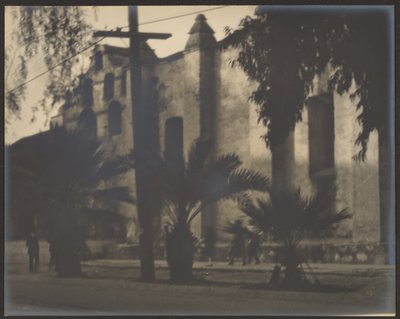 Palms in Front of Mission by Louis Fleckenstein