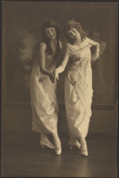Portrait of Two Young Women in Matching Dresses by Louis Fleckenstein