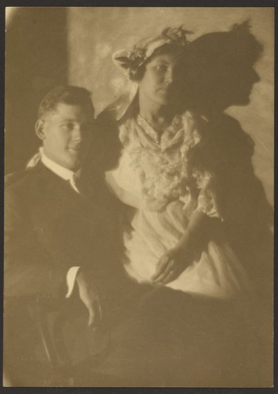 Portrait of a Man and a Woman with Floral Hat by Louis Fleckenstein