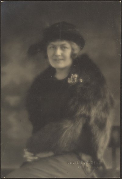 Portrait of a Woman in Fur Cape by Louis Fleckenstein