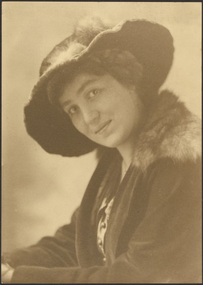 Portrait of a Woman in Fur Hat by Louis Fleckenstein
