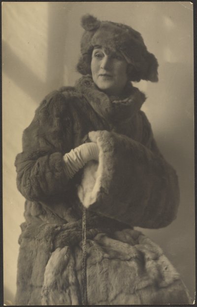 Portrait of a Woman in Furs with Muff by Louis Fleckenstein
