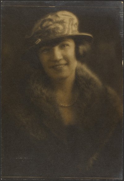 Portrait of a Woman in Hat with Decorative Motif by Louis Fleckenstein