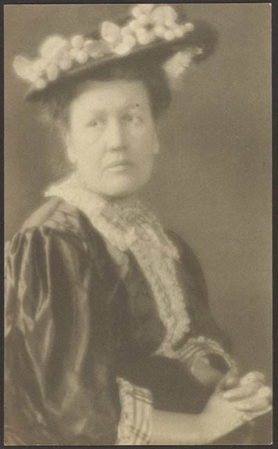 Portrait of a Woman in Hat with Dogwood Flowers by Louis Fleckenstein