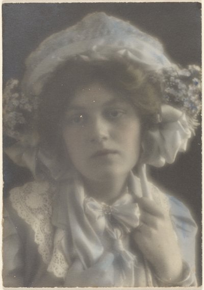 Portrait of a Young Woman with Fancy Hat by Louis Fleckenstein