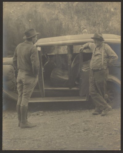 Two Men in Front of a Car by Louis Fleckenstein