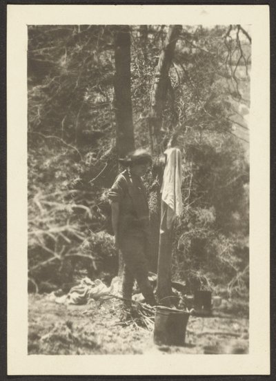 Woman with Pails in Woods by Louis Fleckenstein