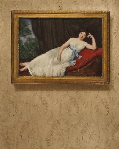 Portrait of a lady, resting by Louis Francois Aubry