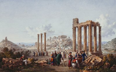 A View of the Acropolis, Athens, from the Temple of Zeus at Olympia by Louis Francois Cassas