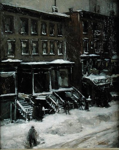 A New York Street Scene by Louis Frederick Berneker