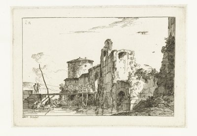 Fort and a Bridge over the River by Louis Gabriel Moreau