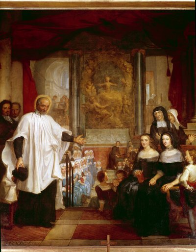 Saint Vincent de Paul Visits the Institution of Children Found in Front of the Ladies of Charity. Painting by Louis Galloche of 1732. Paris, Church of Saint Marguerite by Louis Galloche