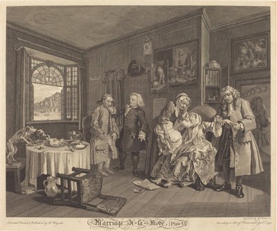 Marriage à la Mode: pl.6 by Louis Gerard Scotin after William Hogarth