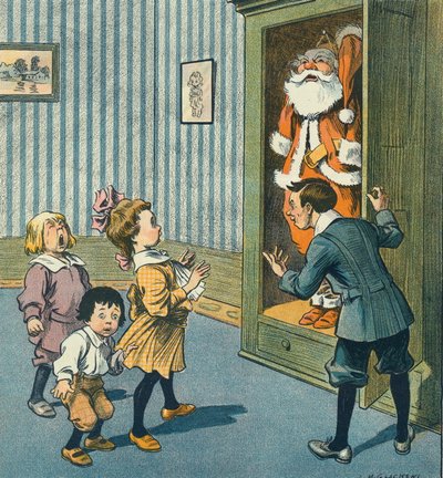 Santa Discovered in the Closet by Louis Glackens