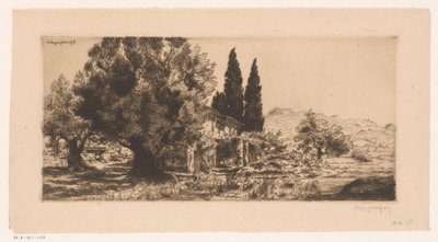 View of Les Lecques at Saint-Cyr-sur-Mer from Les Lecques Juin 1918 by Louis Godefroy (signed by artist)