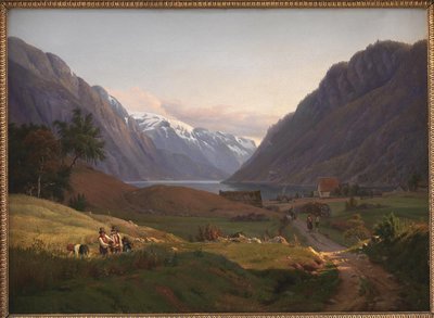View of Odda at the Sør Fjord in Hardanger, Norway. Morning Light by Louis Gurlitt