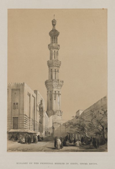 Egypt and Nubia, Volume III: Minaret of the Principal Mosque Siout, Upper Egypt by Louis Haghe