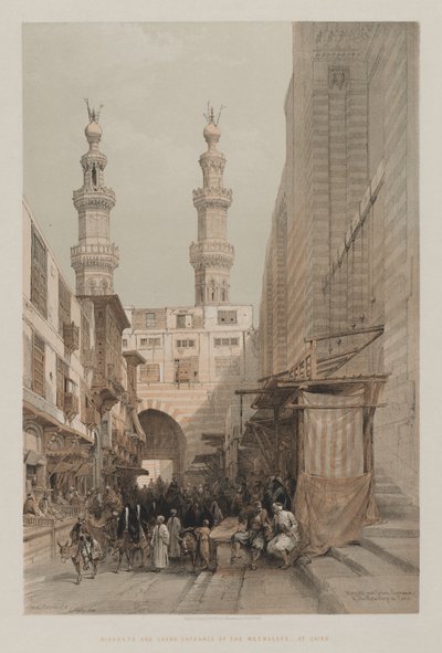 Minarets, and Grand Entrance of the Metwaleys, at Cairo by Louis Haghe