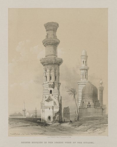 Egypt and Nubia, Volume III: Ruined Mosques in the Desert, West of the Citadel by Louis Haghe