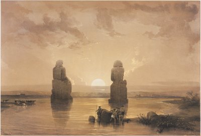 Egypt and Nubia, Volume II: Statues of Memnon at Thebes, during the Inundation by Louis Haghe