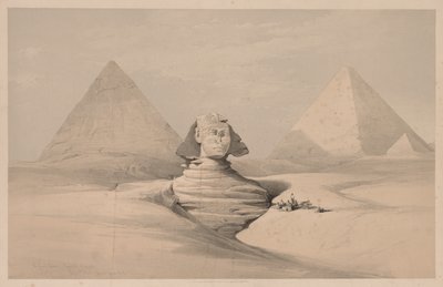 Egypt and Nubia: Volume I - No. 18, The Great Sphinx, Pyramids of Gizeh, Front View by Louis Haghe