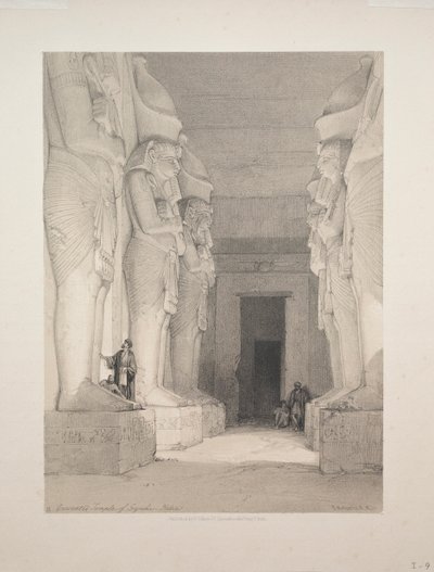 Egypt and Nubia: Volume I - No. 9, Excavated Temple of Gyrshe, Nubia by Louis Haghe