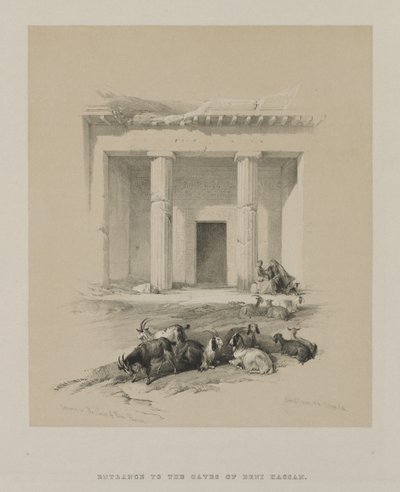 Entrance to the Caves of Beni-Hasan by Louis Haghe