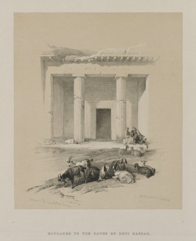 Egypt and Nubia, Volume I: Entrance to the Caves of Beni-Hasan by Louis Haghe