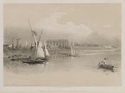 Egypt and Nubia, Volume I: General View of the Ruins of Luxor, From the Nile, 1846 by Louis Haghe