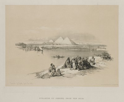 Egypt and Nubia, Volume I: Pyramids of Geezeh, from the Nile by Louis Haghe
