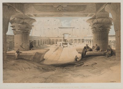 Egypt and Nubia, Volume I: View from Under the Portico of the Temple of Edfou, Upper Egypt by Louis Haghe